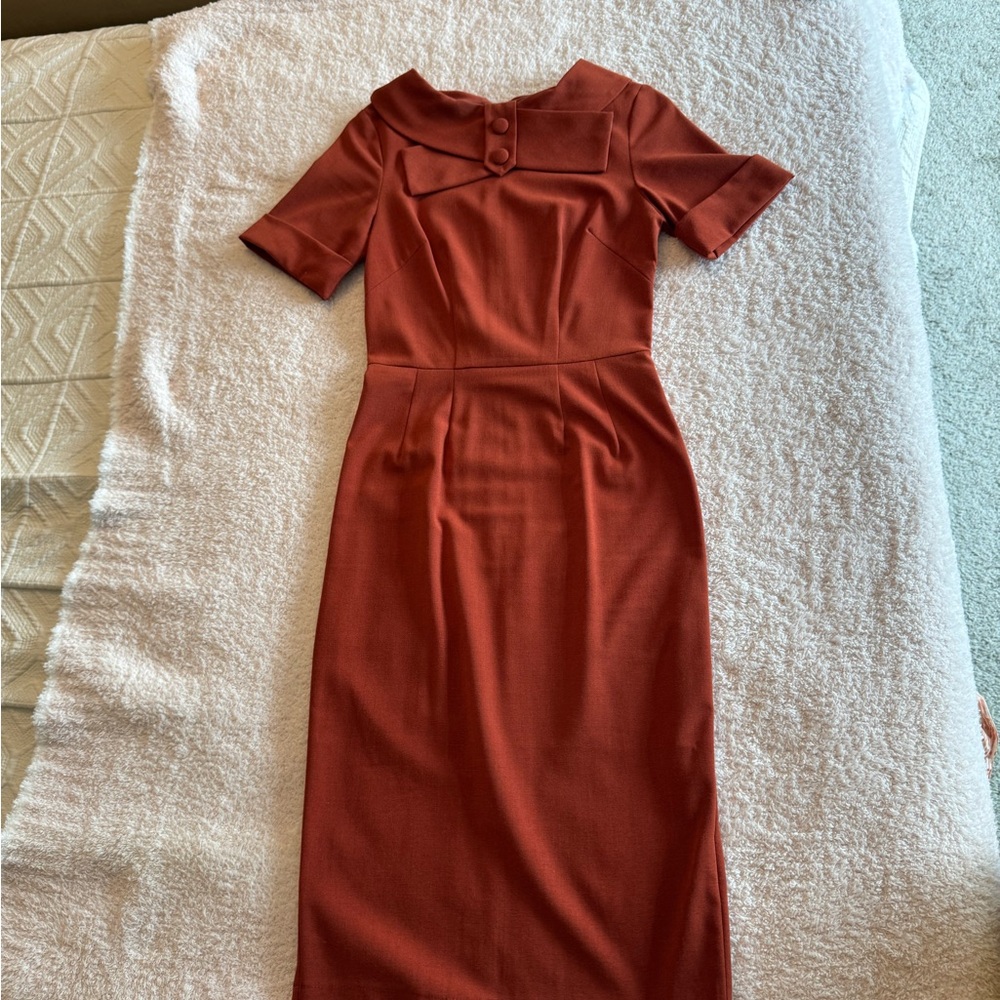 Bettie Page Rust Pencil Dress